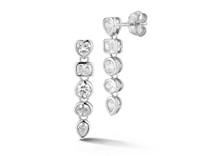 Rachel Zoe Rhodium Over Sterling Silver Mixed Shape Cubic Zirconia Dangle Earrings