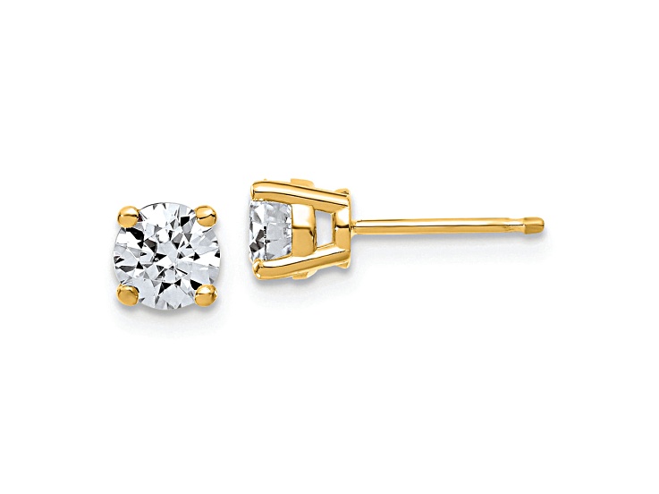 14K Yellow Gold 1ct. 5.0mm Round G H I True Light Moissanite Earrings