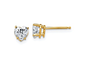 14K Yellow Gold 1ct. 5.0mm Heart G H I True Light Moissanite Earrings