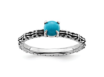 Picture of Sterling Silver Stackable Expressions Antiqued Turquoise Ring