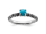 Sterling Silver Stackable Expressions Antiqued Turquoise Ring