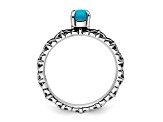 Sterling Silver Stackable Expressions Antiqued Turquoise Ring