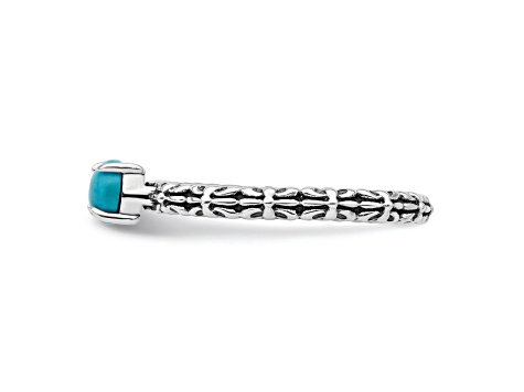 Sterling Silver Stackable Expressions Antiqued Turquoise Ring