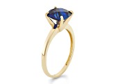 Square Cushion Lab Created Sapphire 10K Yellow Gold Ring 2.30ctw
