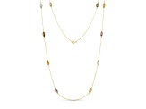 14K Yellow Gold Multi-gemstone Marquise Shaped Necklace, 34 Inches