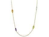 14K Yellow Gold Multi-gemstone Marquise Shaped Necklace, 34 Inches