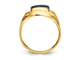 10K Yellow Gold Gray Onyx Cats Eye and 0.01ct Diamond Men's Ring