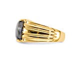 10K Yellow Gold Gray Onyx Cats Eye and 0.01ct Diamond Men's Ring