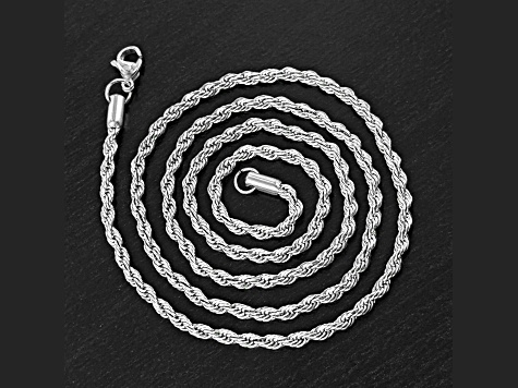 Invicta Jewelry Men's Rope Chain Stainless Steel Necklace (3mm