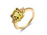 Asscher Cut Lab Created Yellow Sapphire with White Topaz 18K Yellow Gold Over Sterling Silver Ring