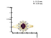 Red Ruby with White Diamond Accent 14K Gold Over Sterling Silver Ring 0.44ct