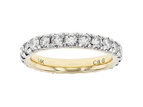 White Lab-Grown Diamond 14k Yellow Gold Eternity Band Ring 2.00ctw