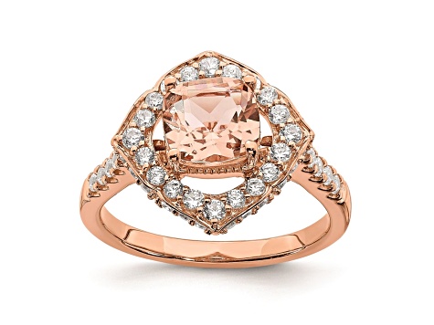 14K Rose Gold Morganite Diamond Halo Engagement Ring 1.91ctw - 1164GA | JTV