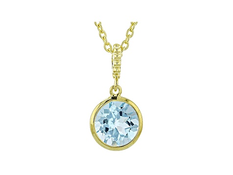 Judith Ripka 2.4ct Round Blue Topaz 14k Gold Clad Pendant Necklace