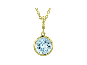 Judith Ripka 2.4ct Round Blue Topaz 14k Gold Clad Pendant Necklace