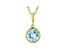 Judith Ripka 2.4ct Round Blue Topaz 14k Gold Clad Pendant Necklace