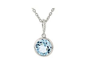 Judith Ripka 2.4 ct Round Blue Topaz Rhodium over Sterling Silver Pendant Necklace