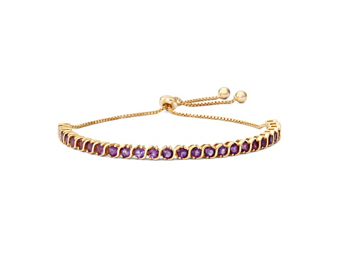 Purple Amethyst 14K Yellow Gold Over Sterling Silver Bolo Bracelet 0.81ctw