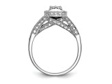Rhodium Over 14K White Gold Diamond Cluster Engagement Ring 0.50ctw