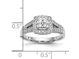Rhodium Over 14K White Gold Diamond Cluster Engagement Ring 0.50ctw