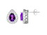 8x5mm Pear Shape Amethyst And White Topaz Accent Rhodium Over Sterling Silver Halo Stud Earrings