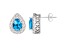 8x5mm Pear Shape Swiss Blue Topaz And White Topaz Rhodium Over Sterling Silver Halo Stud Earrings