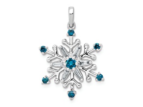 14K White Gold 1/4ct. Blue and White Diamond Snowflake Pendant