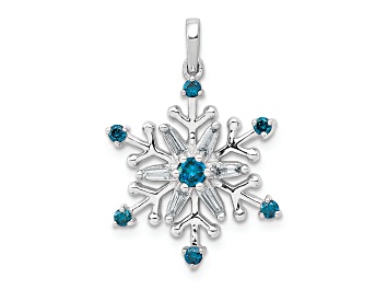 Picture of 14K White Gold 1/4ct. Blue and White Diamond Snowflake Pendant