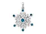 14K White Gold 1/4ct. Blue and White Diamond Snowflake Pendant