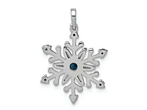 14K White Gold 1/4ct. Blue and White Diamond Snowflake Pendant