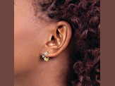 14K Yellow Gold Hinged Flower Multicolor Cubic Zirconia Hoop Earrings