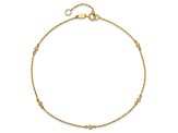 14K Yellow Gold Polished CZ Station 9-inch Plus 1-inch Extension Anklet