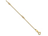 14K Yellow Gold Polished CZ Station 9-inch Plus 1-inch Extension Anklet