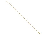 14K Yellow Gold Polished CZ Station 9-inch Plus 1-inch Extension Anklet