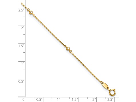 14K Yellow Gold Polished CZ Station 9-inch Plus 1-inch Extension Anklet