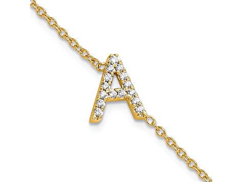 14k Yellow Gold Diamond Sideways Letter A Bracelet