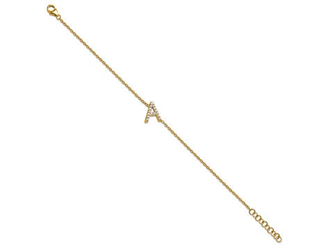 14k Yellow Gold Diamond Sideways Letter A Bracelet