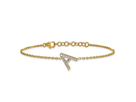 14k Yellow Gold Diamond Sideways Letter A Bracelet