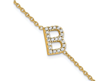 Picture of 14k Yellow Gold Diamond Sideways Letter B Bracelet