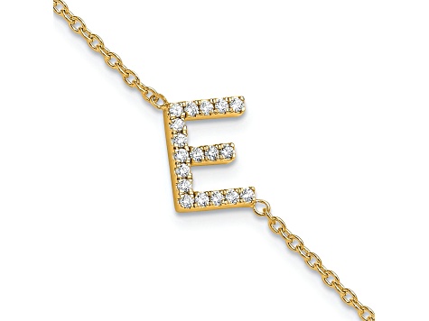 14k Yellow Gold Diamond Sideways Letter E Bracelet