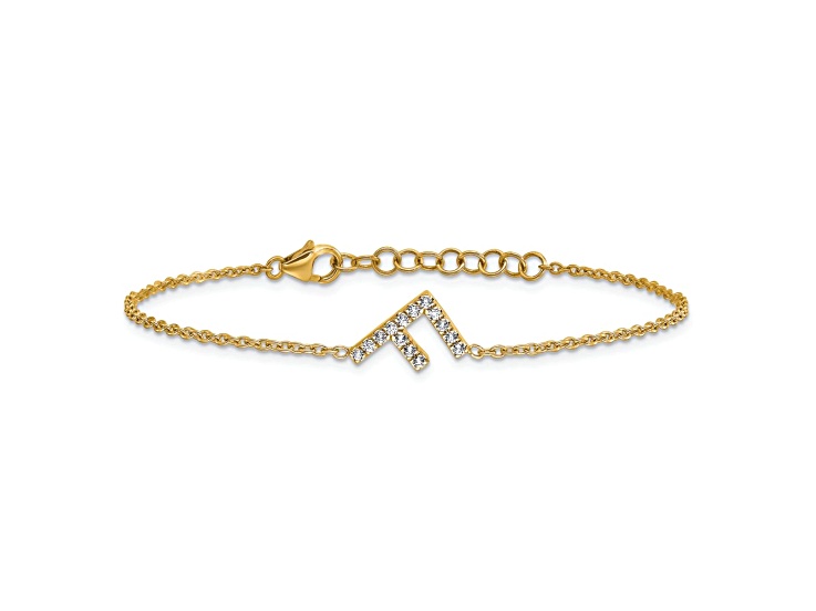 14k Yellow Gold Diamond Sideways Letter F Bracelet