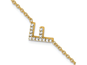 14k Yellow Gold Diamond Sideways Letter F Bracelet