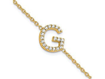 Picture of 14k Yellow Gold Diamond Sideways Letter G Bracelet
