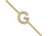 14k Yellow Gold Diamond Sideways Letter G Bracelet