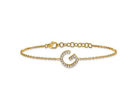 14k Yellow Gold Diamond Sideways Letter G Bracelet