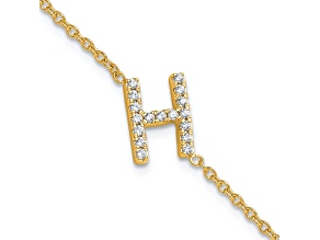 14k Yellow Gold Diamond Sideways Letter H Bracelet