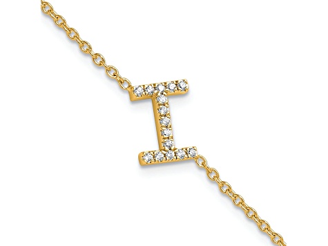 14k Yellow Gold Diamond Sideways Letter I Bracelet
