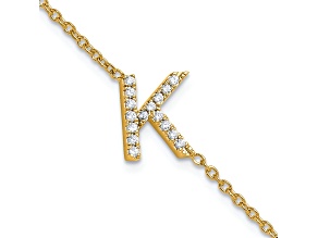 14k Yellow Gold Diamond Sideways Letter K Bracelet