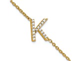 14k Yellow Gold Diamond Sideways Letter K Bracelet