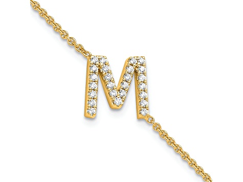 14k Yellow Gold Diamond Sideways Letter M Bracelet